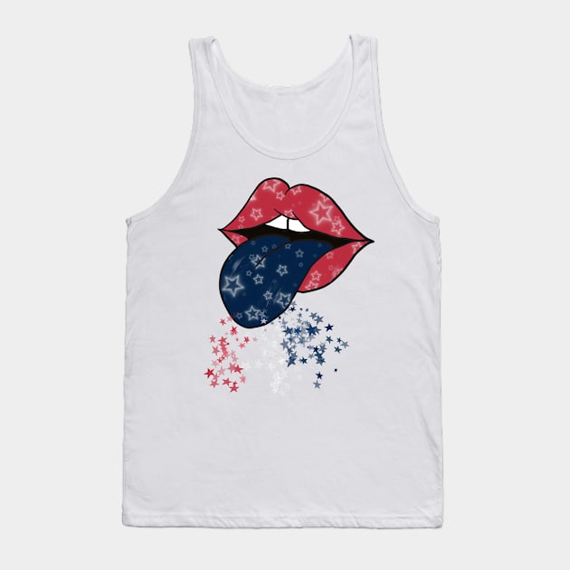 USA mouth, stars, Red, White and Blue Tank Top by Sheila’s Studio